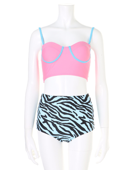 ZEBRA BACK LACE UP BIKINI SET(ブルー)