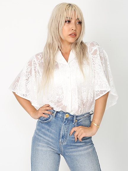 総レース袖フリルシャツ クロッシング トップス Fig Viper フィグ アンド ヴァイパー公式通販サイト 総レース袖フリルシャツ クロッシング トップス Fig Viper フィグ アンド ヴァイパー公式通販サイト