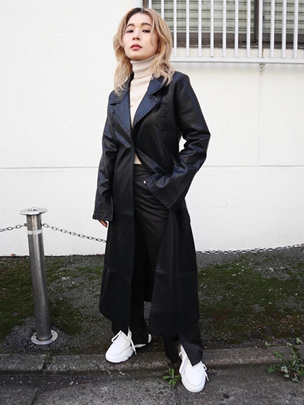fig London ドット柄ロングコート Fサイズ fig London（フィグロンドン）の「エアリアルパイル Phebe CO