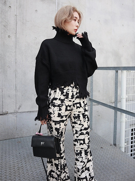 ダメージハイネックニットTOP | クロッシング | トップス | FIG