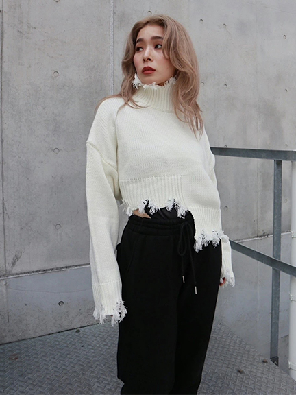 ダメージハイネックニットTOP | クロッシング | トップス | FIG