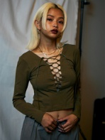 FIG＆VIPER(フィグアンドヴァイパー) |レースアップカットTOP(カーキ)
