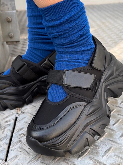 【FW25】レザー バレリーナ アナトミックレザーバレエスニーカー （ラメブラック） -fitfit
